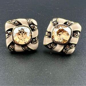 Heidi Daus Swarovski Crystal & Enamel Lever Back Pierced Earrings